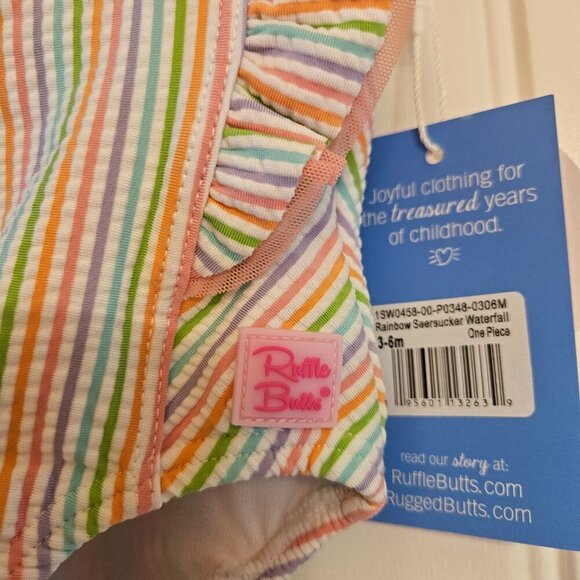 Sale 🎉🥳 4/$25 or $10Ruffle Butts Size 3-6M Swimsuit Rainbow - Picture 6 of 6